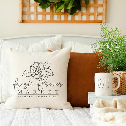 Fresh Flower Sketch Pillow